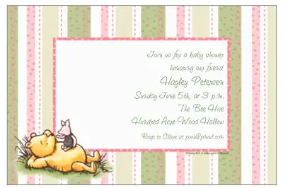 pooh baby shower cards